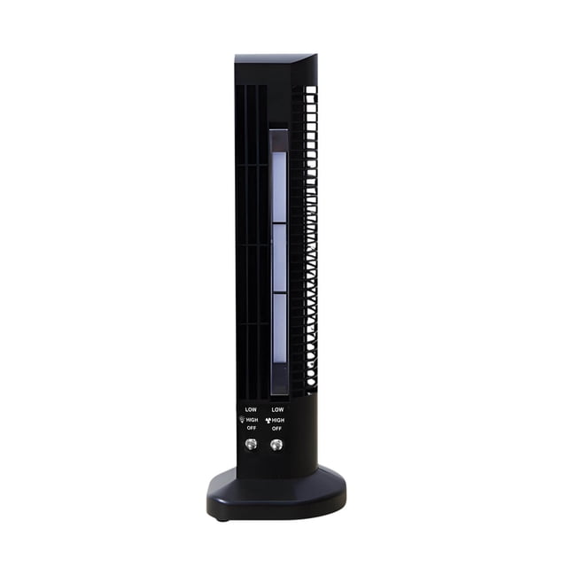 Herunwer Tower Fan for Bedroom, an oscillating tower fan designed for efficient cooling. This compact, bladeless fan features a sleek black tower design with simple mechanical controls for speed and oscillation adjustments. It is USB-powered, making it portable and convenient for use on desktops or in small spaces. The fan measures 4.13 x 2.36 x 11.81 inches, offering wide air flow coverage and consistent cooling. Ideal for bedrooms, enclosed spaces, or as a thoughtful gift for occasions like Father's Day or graduations.