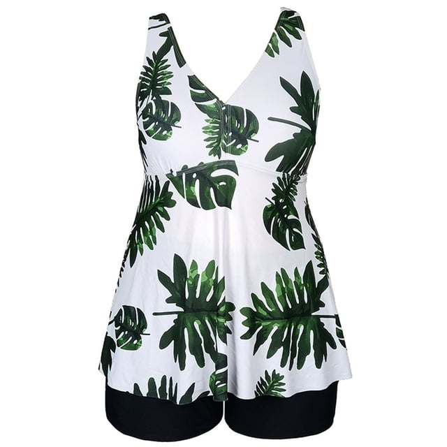 HAWEE Womens Plus Size Tankini Swimsuits with Shorts Two Piece Bathing Suit Floral Printed Swimwear