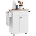thumbnail image 1 of HOMCOM Kitchen Island on Wheels, Kitchen Cart with Solid Wood Top, White, 1 of 10