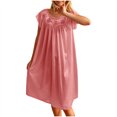 thumbnail image 2 of Sakmal Robe de Nuit Décontractée Moo Moos pour Femmes, Combinaison Rafraîchissante Longueur Genou, Robe de Nuit Rouge à Manches Courtes, Chemises de Nuit Florales pour Femmes, 2 of 9