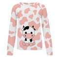 thumbnail image 4 of Pompotops Womens Shirts Round-Neck Print Long Sleeve Tops Printed Regular Blouse Clearance, 4 of 5