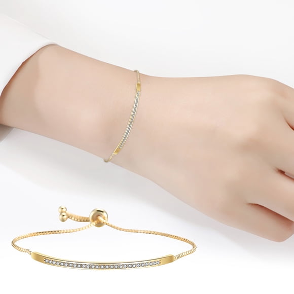 Product Category Bracelets 2 - Elegant Zirconia Tennis Bracelet for Women with Gold Plating and Sparkling Shine