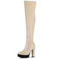 thumbnail image 1 of Unique Bargains Women's Platform Heels Chunky Heel Over Knee High Boots, 1 of 6