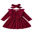 thumbnail image 1 of Bébé bébé Filles Noël Velours Robe Tenue Volant Princesse Partie Tutu Bowknot Robe Vin Rouge 3-6 Mois, 1 of 7