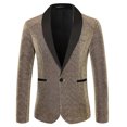 thumbnail image 2 of UVEASISHA Veste de Souper pour Homme Formelle de Performance Smoking Coupe Ajustée un Bouton Élégante Fête Bal Veste de Complet Mode Col Contrastant Blazers de Fête Rentrée des Classes Ventes Prime,Or,S, 2 of 8