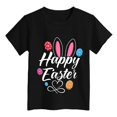 thumbnail image 4 of PMVFHDE Tenue de Pâques Fille T-Shirt Graphique de Pâques / Imprimé Lapin et Oeuf Manches Courtes Col Ras du Cou / T-Shirt de Fête en Coton Doux pour Tout-Petit / Tenue Décontractée Printemps Été Noir, 3-4 Ans, 4 of 4