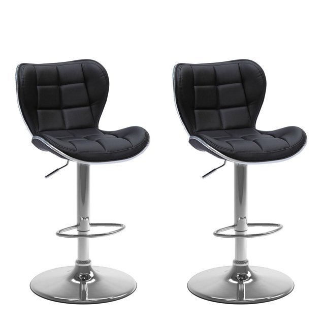 CorLiving Remi Modern Faux Leather Square Tufted Adjustable Swivel Bar Stools Set of 2