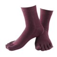 thumbnail image 1 of relayinert Soft Five Toe Socks Stretchable Cotton High Crew Socks Athletic Solid Socks Purple 1Set, 1 of 6