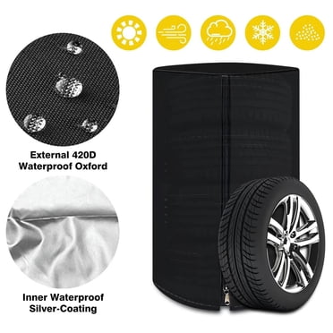 EGNMCR Housse de Pneu de Voiture 32.3x47.2 Po Tissu Housse de Rangement pour Pneus Housses de Pneu 4 Roues Protection de Pneu d'Hiver Housse de Pneu