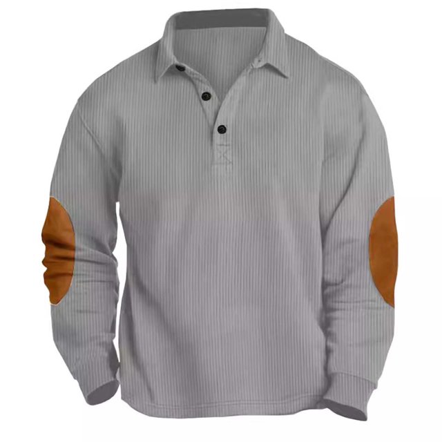 RXIRUCGD Blouse à Manches Longues Col Rabattu pour Hommes Mode Décontractée Sports de Plein Air, Gris, Taille : TG