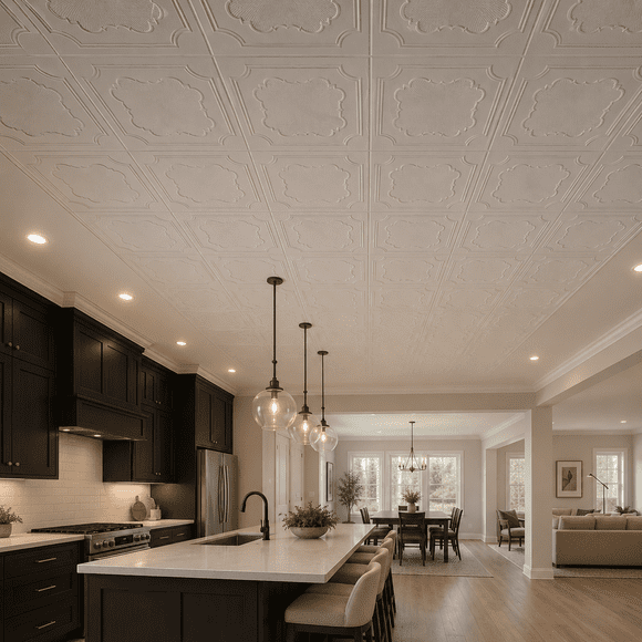 Carreaux de Plafond en Styromousse pour Couvrir le Plafond de Maïs Soufflé (Couvre 64,5 Pi2)
