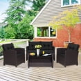 thumbnail image 3 of Gymax 4PCS Outdoor Conversation Set Patio PE Rattan Set w/ Glass Table & Sofa Cushions Black, 3 of 10