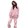 thumbnail image 3 of UKAP Ladies Sweatsuits Solid Color Two Piece Outfit Long Sleeve Jogger Set Loungewear Jogging Lounge Sets Pink XL, 3 of 9