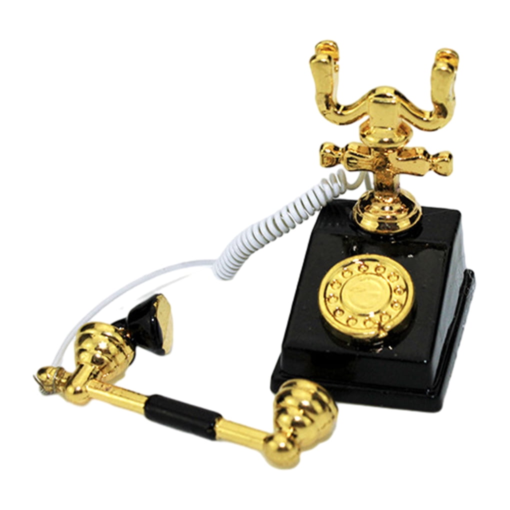 Baohd Alloy Vintage Style Miniature Phone Model Gift For Girls Retro Rotary Telephone Phone Model Alloy B-black