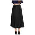 thumbnail image 1 of Womens Solid Pleated Elegant Midi Elastic Waist Maxi Skirt, 1 of 6