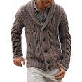 thumbnail image 1 of CVLIFE Men Coat Shawl Collar Outwear Long Sleeve Cardigan Sweater Ribbed V Neck Jacket Open Front Brown XL, 1 of 4