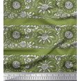 thumbnail image 1 of Soimoi Modal Satin Fabric Leaves & Floral Block Print Fabric by Yard 42 Inch Wide, 1 of 3