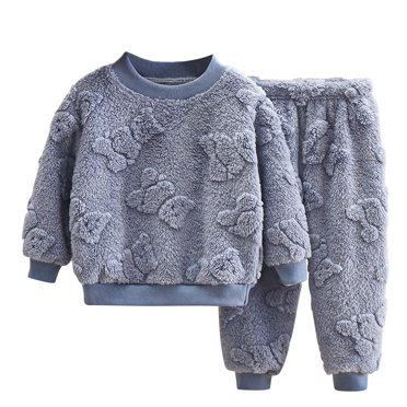 zbxnLI Ensembles de Pyjama en Molleton pour Tout-Petits Garçons Filles 2 Pcs Hauts de Sommeil Duveteux et Pantalons Joggers Ensembles de Vêtements de Nuit pour Enfants