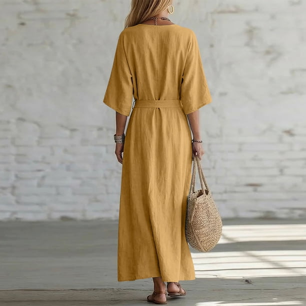 tropical homecoming dresses Sentmoon for Women Wedding Dress Summer 2026 3/4 Sleeve V Neck Loose Fit Dress with Pockets for Daily and Commute S-3XL butterfly dress