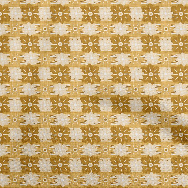 oneOone Polyester Spandex Dark Mustard Fabric Floral Sewing Craft Projects Fabric Prints By Yard 56 Inch Wide