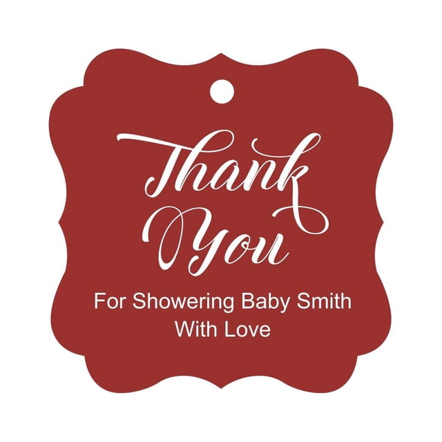 Darling Souvenir Baby Shower Thank you Favor Tags Custom Hang Gift Tags-Maroon-50 Tags