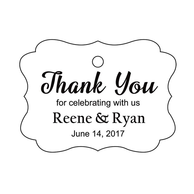 100 PCS Custom Wedding Favor Hang Tags Thank you for celebrating Personalized Paper Tags
