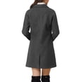 thumbnail image 2 of Allegra K Manteau Mi-Long à Manches Longues Raglan à Revers Croisé pour Femme m Gris Foncé, 2 of 5