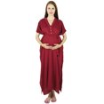thumbnail image 1 of Bimba Maternity Kaftan Belt Nursing Night Gown| Front Buttons| Baby Shower Gift, 1 of 8