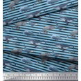 thumbnail image 3 of Soimoi Polyester Crepe Fabric Stripes & Whale Fish Ocean Print Sewing Fabric Yard 42 Inch Wide, 3 of 5