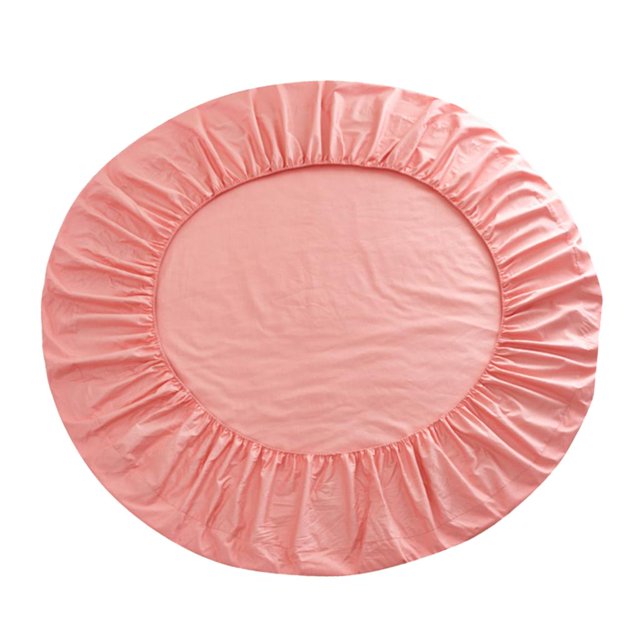 GROWTH TANK Solid Color Cotton Round Bed Fitted Sheet Bed Cover Grapefruit Pink