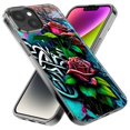 thumbnail image 2 of MUNDAZE Apple iPhone 14 Plus Shockproof Clear Hybrid Protective Phone Case Red Roses Graffiti Painting Art Cover, 2 of 6