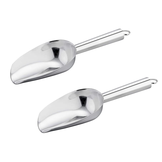 Gkeoshab Tableware Ice Scoop Set Of 2 Small Stainless Steel For Ice Cube Candy Flour Sugar Metal Utility For Canisters Baking Kitchen Pantry Dishwasher Home & Garden