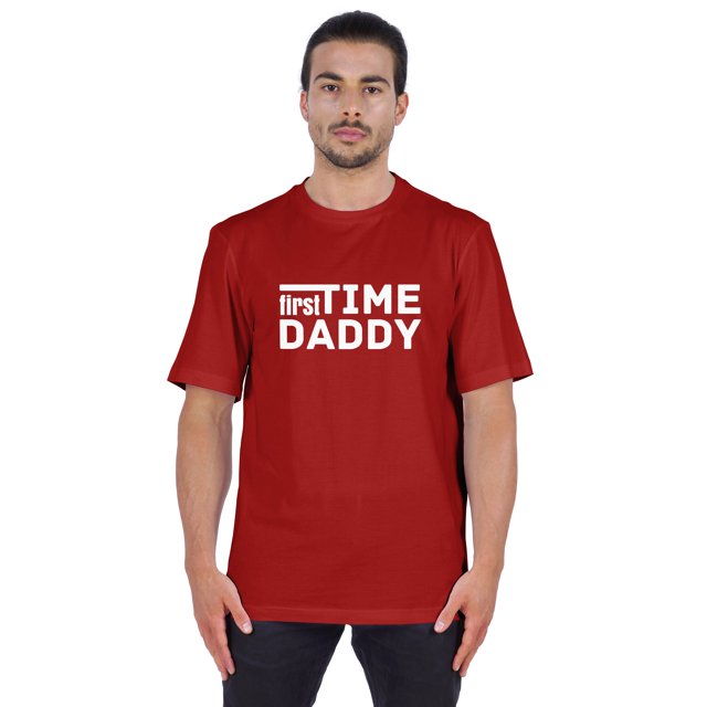 Inkmeso Men's Graphic Printed "First Time Daddy" Short Sleeve Tee Shirt Jersey Shirt For Dad