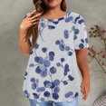 thumbnail image 1 of EGNMCR Hauts Grande Taille pour Femmes Décontractés à Imprimé Manches Courtes Col Rond Été Hauts Amples T-Shirt Blouse, 1 of 6