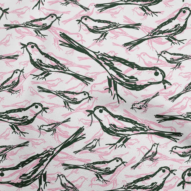 oneOone Rayon Dark Green Fabric Bird Sewing Material Print Fabric By The Yard 56 Inch Wide