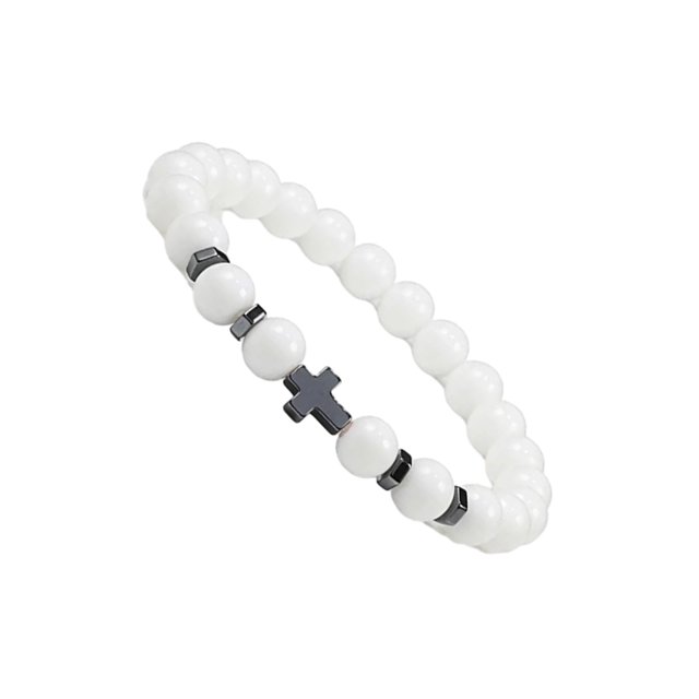 Redempat Fashionable And Comfortable To Wear Unisex Beaded Bracelets For Everyday Chic porcelain white 1Set