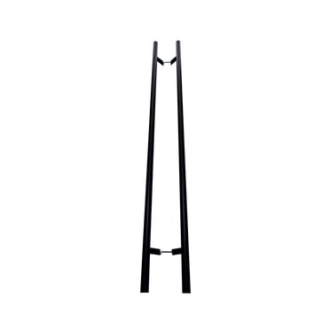 Poignée de Tirage de Porte 60′′ Type Round Offset ‘H' – Fini Satin et Noir – Acier Inoxydable 304 – Portes d'Entrée Modernes Style Échelle Dos à Dos pour Douche, Verre, Bois, Métal