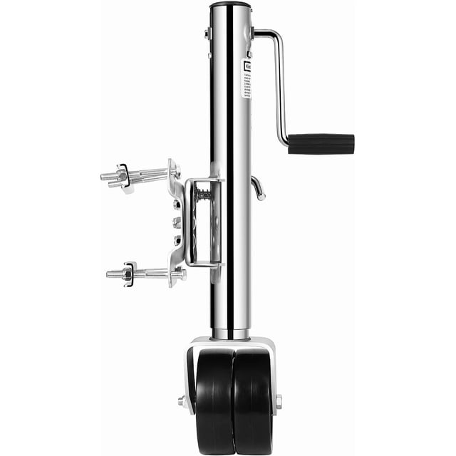 BeesClover Vérin de Remorque 1500 Lb avec Double Roue, Vérin Pivotant Robuste pour Remorque de Bateau, Levage de 13 Pouces, Vérin à Languette à Boulonnage pour Remorque de VR