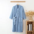 thumbnail image 2 of Timegard Bathrobe for Women Fuzzy Button down V Neck Robe Fleece Warm Long Sleeve Pajamas with Pockets, 2 of 5