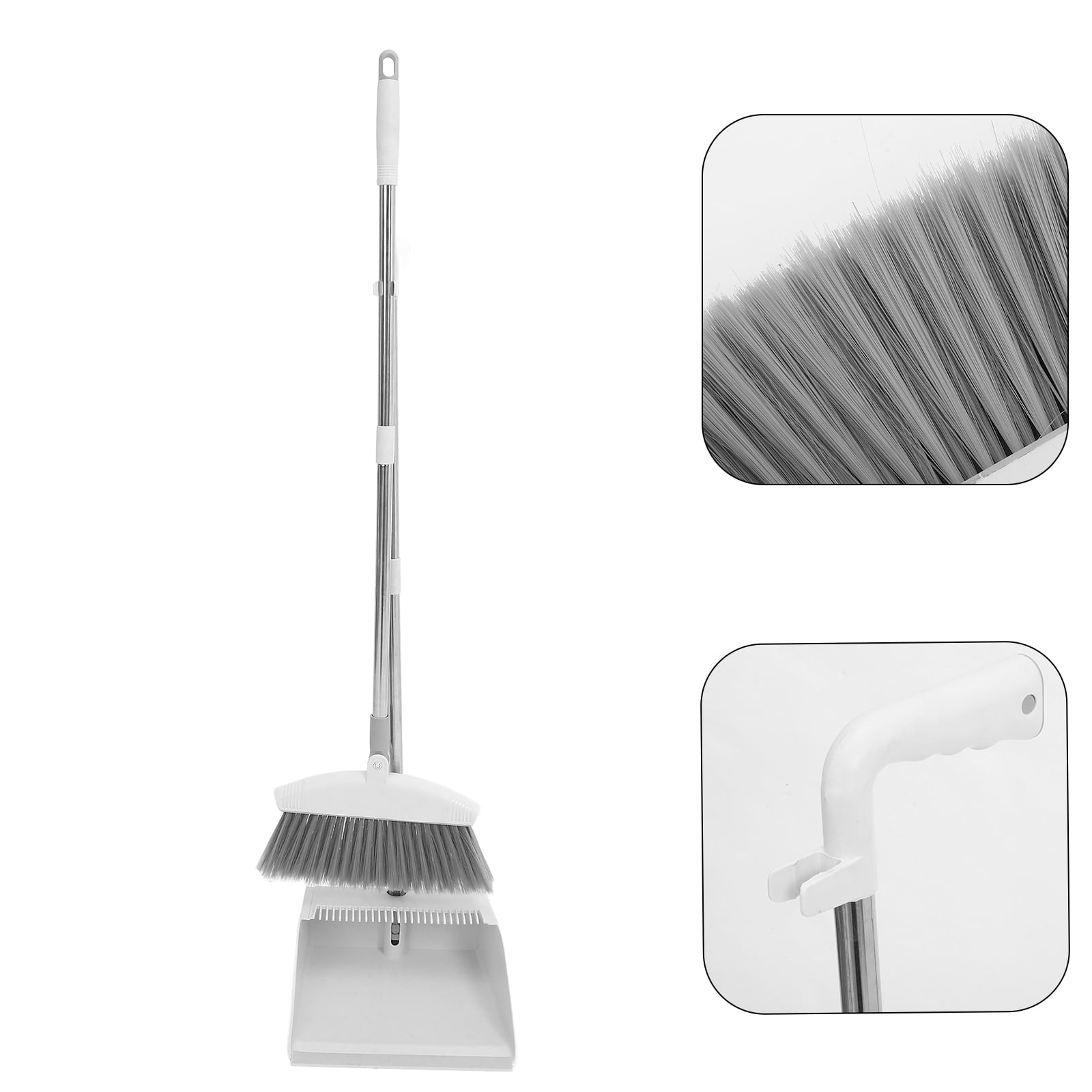 ETHZZLE Dust Pan Brushes Set Dustpan And Broom Household White Stainless Steel 1 Set