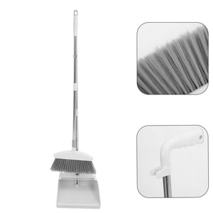 ETHZZLE Dust Pan Brushes Set Dustpan And Broom Household White Stainless Steel 1 Set