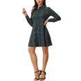 thumbnail image 4 of INSPIRE CHIC Women's Plaid Button up Point Collar Long Sleeve a-Line Dress, 4 of 7