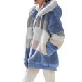thumbnail image 2 of FOCUSNORM Women Contrast Color Hooded Coat Long Sleeve Zip-up Plush Tops, 2 of 4
