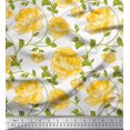 thumbnail image 1 of Soimoi Tissu Crêpe polyester Feuilles & Roses Imprimé Floral 1 Yard 42 Pouces de Large, 1 of 3