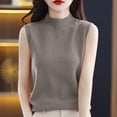thumbnail image 2 of Sentmoon Womens Sweatshirts High Neck Knitted Sleeveless Sweater Tops for Women Oversized Solid Color Slim Lightweight and Warm Clothes for Women Fall and Winter for Weekend Outings Khaki L, 2 of 5