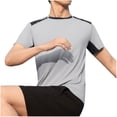 thumbnail image 2 of Styesk T-Shirts pour Homme Couleur Unie Décontracté Élastique Sport Manches Courtes Col Rond Blouses, 2 of 6