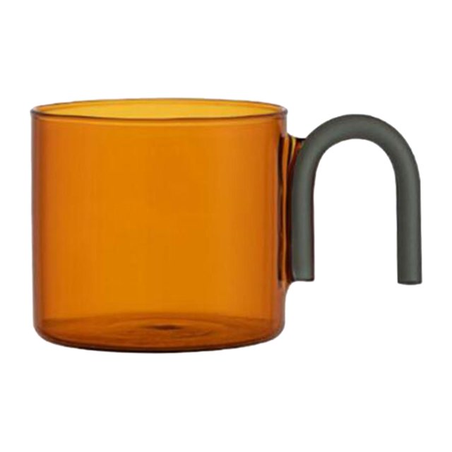 simhoa milk Tea Cup with Handle Heat Resistance for Office Flower Tea Cereal Orange