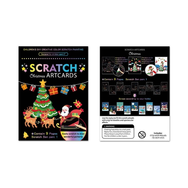 B Christmas Theme Scratch Paper Set With Stylus For Childrens Craft Educational Activity