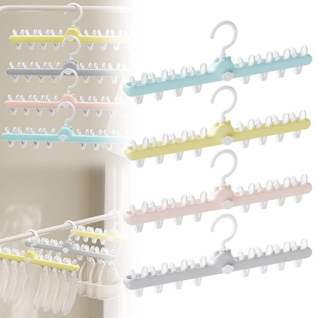 Multi Functional Drying Rack With 8 Clips For Drying Socks Bras Towels Underwear Scarves Hats Socks Suitable For Family Outdoor Travel Portable