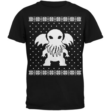Big Cthulhu Chandail de Noël Moche Lovecraft T-Shirt Adulte Noir